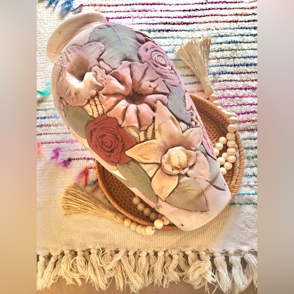 Alpine, Texas Artist John Davis Floral Vintage Tall Vase - Picture 4 of 15